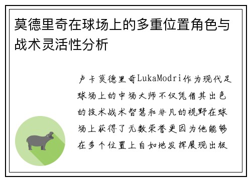莫德里奇在球场上的多重位置角色与战术灵活性分析 莫德里奇在球场上的多重位置角色与战术灵活性分析